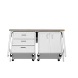 3-Piece Fortress Mobile Space-Saving Garage Cabinet and Worktable 3.0 in White - Ornate Home