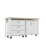 3-Piece Fortress Mobile Space-Saving Garage Cabinet and Worktable 3.0 in White - Ornate Home