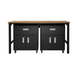 3-Piece Fortress Mobile Space-Saving Garage Cabinet and Worktable 4.0 in Charcoal Grey - Ornate Home