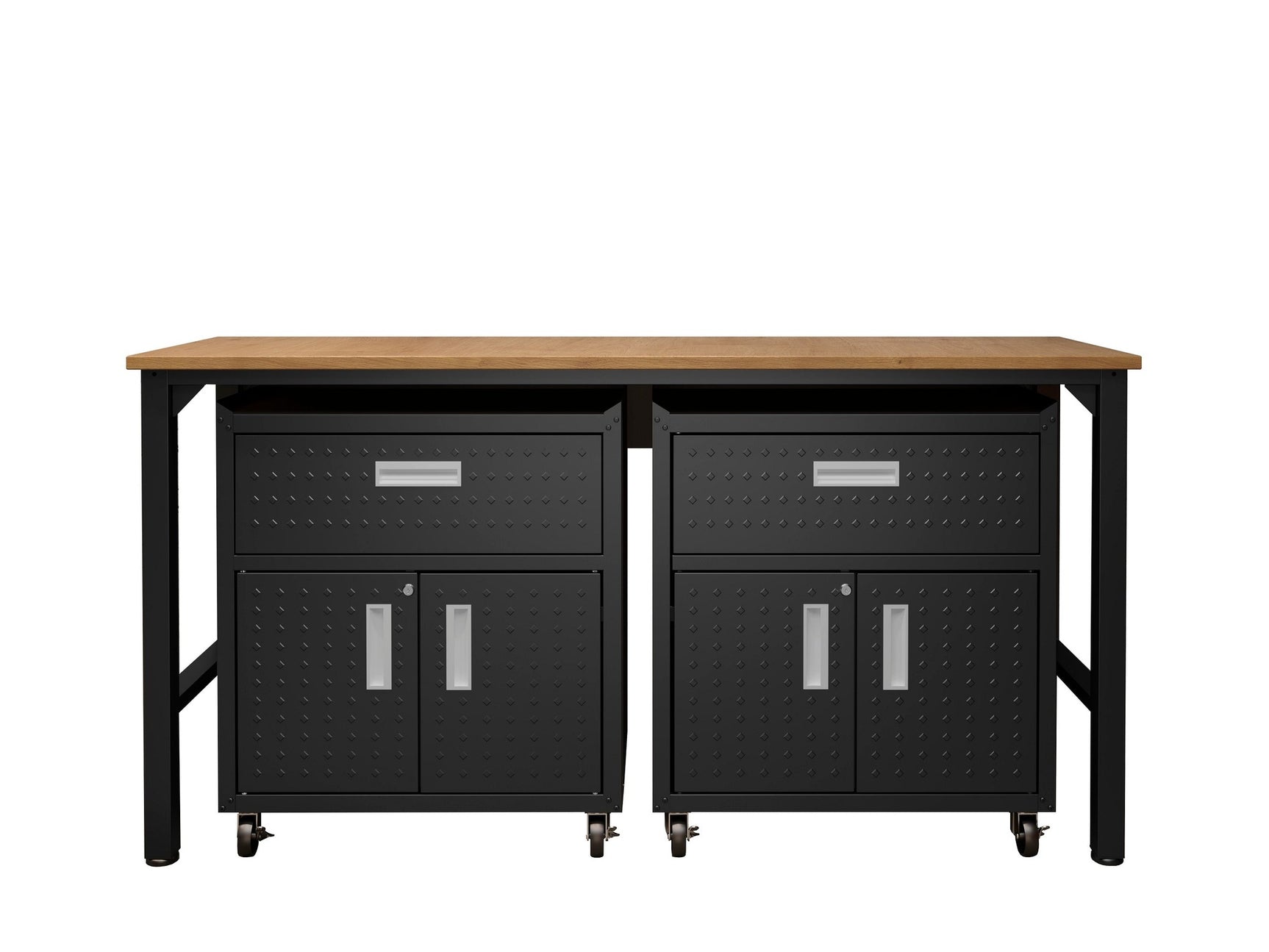 3-Piece Fortress Mobile Space-Saving Garage Cabinet and Worktable 4.0 in Charcoal Grey - Ornate Home