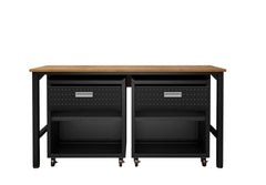 3-Piece Fortress Mobile Space-Saving Garage Cabinet and Worktable 4.0 in Charcoal Grey - Ornate Home