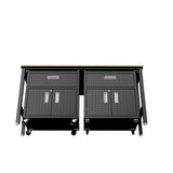 3-Piece Fortress Mobile Space-Saving Garage Cabinet and Worktable 4.0 in Charcoal Grey - Ornate Home
