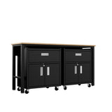 3-Piece Fortress Mobile Space-Saving Garage Cabinet and Worktable 4.0 in Charcoal Grey - Ornate Home