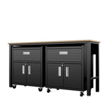 3-Piece Fortress Mobile Space-Saving Garage Cabinet and Worktable 4.0 in Charcoal Grey - Ornate Home