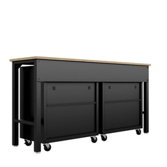 3-Piece Fortress Mobile Space-Saving Garage Cabinet and Worktable 4.0 in Charcoal Grey - Ornate Home