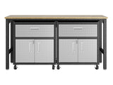 3-Piece Fortress Mobile Space-Saving Garage Cabinet and Worktable 4.0 in Grey - Ornate Home