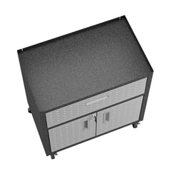 3-Piece Fortress Mobile Space-Saving Garage Cabinet and Worktable 4.0 in Grey - Ornate Home