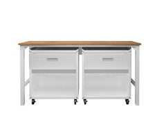 3-Piece Fortress Mobile Space-Saving Garage Cabinet and Worktable 4.0 in White - Ornate Home
