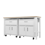 3-Piece Fortress Mobile Space-Saving Garage Cabinet and Worktable 4.0 in White - Ornate Home