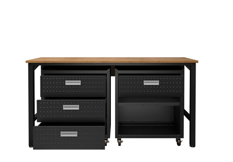 3-Piece Fortress Mobile Space-Saving Garage Cabinet and Worktable 5.0 in Charcoal Grey - Ornate Home