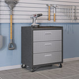 3-Piece Fortress Mobile Space-Saving Garage Cabinet and Worktable 5.0 in Grey - Ornate Home