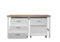 3-Piece Fortress Mobile Space-Saving Garage Cabinet and Worktable 5.0 in White - Ornate Home