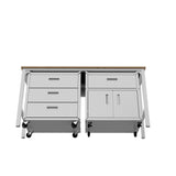 3-Piece Fortress Mobile Space-Saving Garage Cabinet and Worktable 5.0 in White - Ornate Home