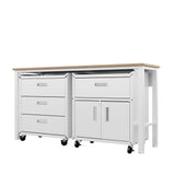 3-Piece Fortress Mobile Space-Saving Garage Cabinet and Worktable 5.0 in White - Ornate Home