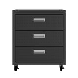3-Piece Fortress Mobile Space-Saving Garage Cabinet and Worktable 6.0 in Charcoal Grey - Ornate Home