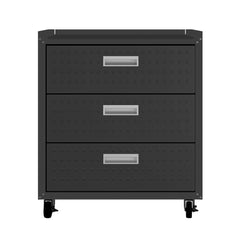 3-Piece Fortress Mobile Space-Saving Garage Cabinet and Worktable 6.0 in Charcoal Grey - Ornate Home