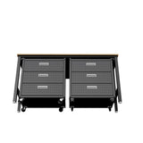 3-Piece Fortress Mobile Space-Saving Garage Cabinet and Worktable 6.0 in Charcoal Grey - Ornate Home