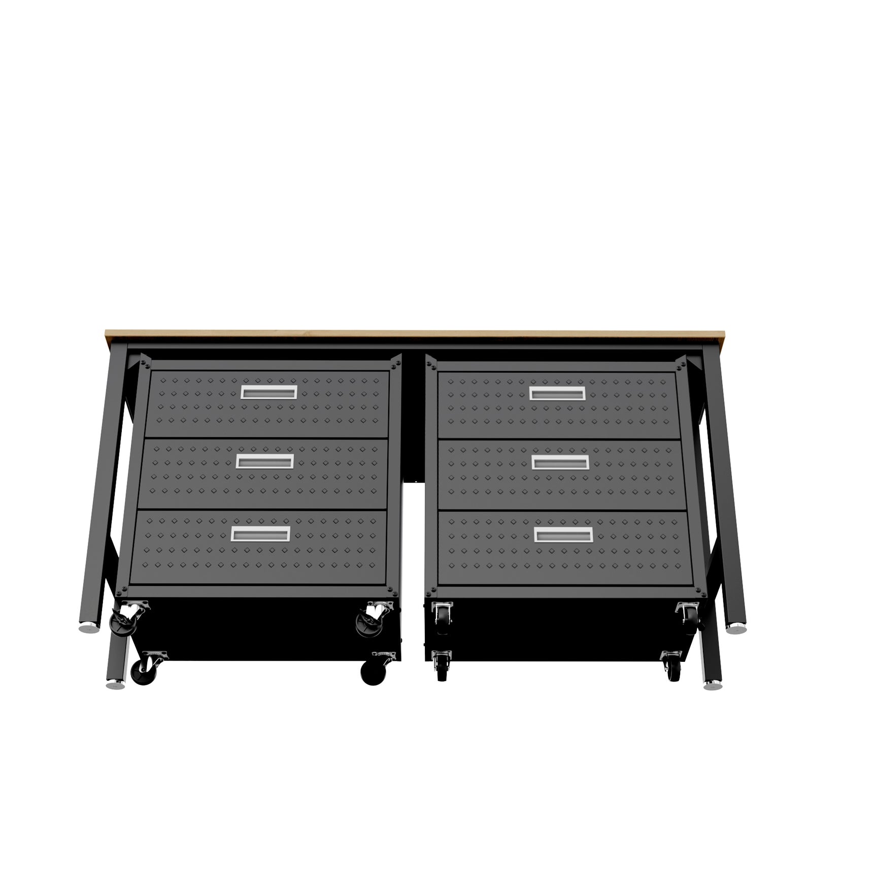 3-Piece Fortress Mobile Space-Saving Garage Cabinet and Worktable 6.0 in Charcoal Grey - Ornate Home