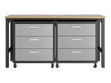 3-Piece Fortress Mobile Space-Saving Garage Cabinet and Worktable 6.0 in Grey - Ornate Home