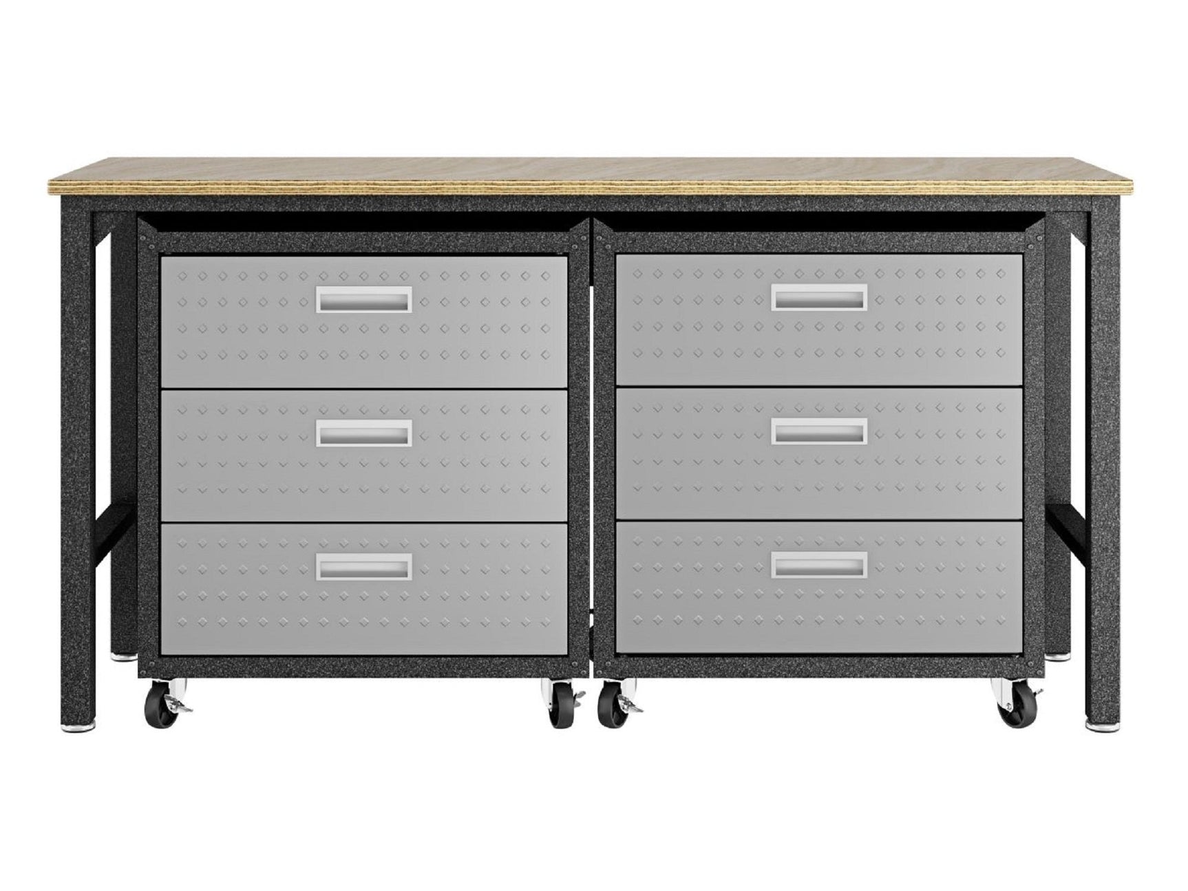 3-Piece Fortress Mobile Space-Saving Garage Cabinet and Worktable 6.0 in Grey - Ornate Home