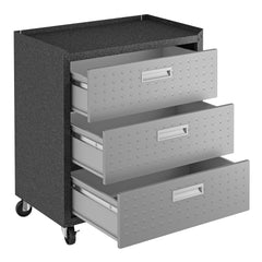 3-Piece Fortress Mobile Space-Saving Garage Cabinet and Worktable 6.0 in Grey - Ornate Home