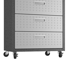 3-Piece Fortress Mobile Space-Saving Garage Cabinet and Worktable 6.0 in Grey - Ornate Home