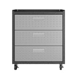 3-Piece Fortress Mobile Space-Saving Garage Cabinet and Worktable 6.0 in Grey - Ornate Home