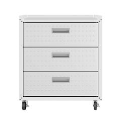 3-Piece Fortress Mobile Space-Saving Garage Cabinet and Worktable 6.0 in White - Ornate Home