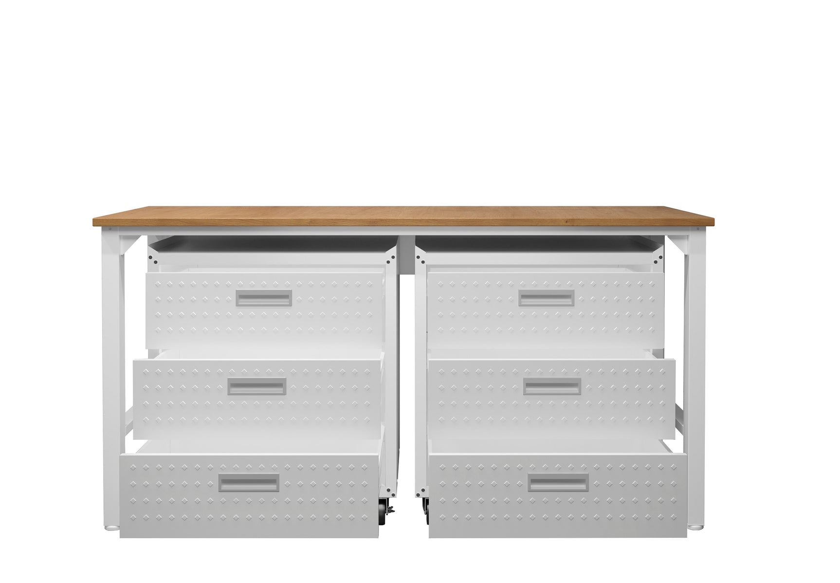 3-Piece Fortress Mobile Space-Saving Garage Cabinet and Worktable 6.0 in White - Ornate Home