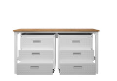 3-Piece Fortress Mobile Space-Saving Garage Cabinet and Worktable 6.0 in White - Ornate Home