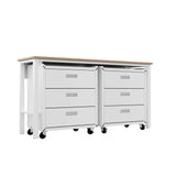 3-Piece Fortress Mobile Space-Saving Garage Cabinet and Worktable 6.0 in White - Ornate Home