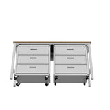 3-Piece Fortress Mobile Space-Saving Garage Cabinet and Worktable 6.0 in White - Ornate Home