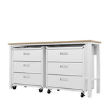 3-Piece Fortress Mobile Space-Saving Garage Cabinet and Worktable 6.0 in White - Ornate Home