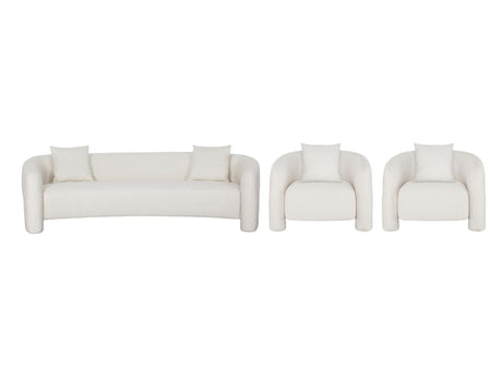 3-Piece Sylvia Sofa and Accent Chair in Angora - Ornate Home
