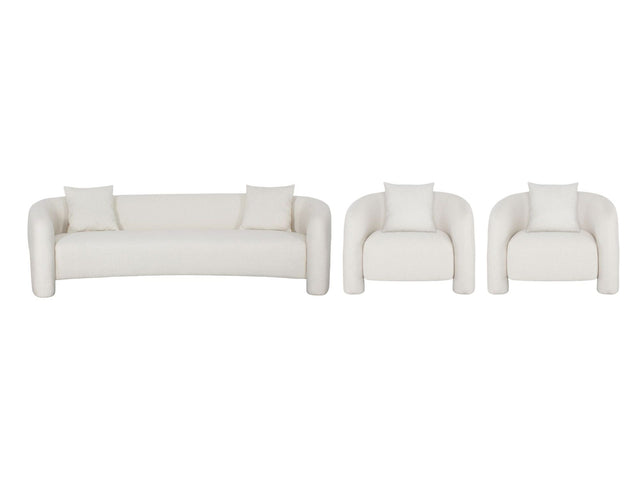 3-Piece Sylvia Sofa and Accent Chair in Angora - Ornate Home