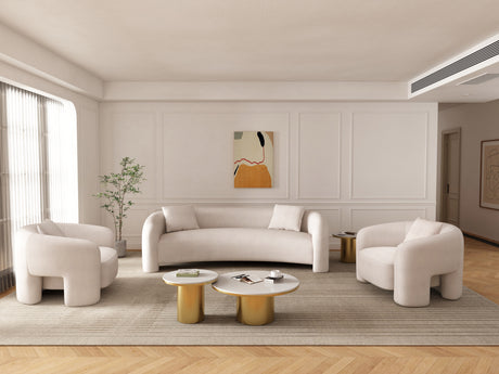 3-Piece Sylvia Sofa and Accent Chair in Angora - Ornate Home