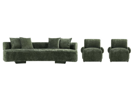 3-Piece Verandah 112" XL Sofa and 2 Accent Chairs in Olive Green - Ornate Home