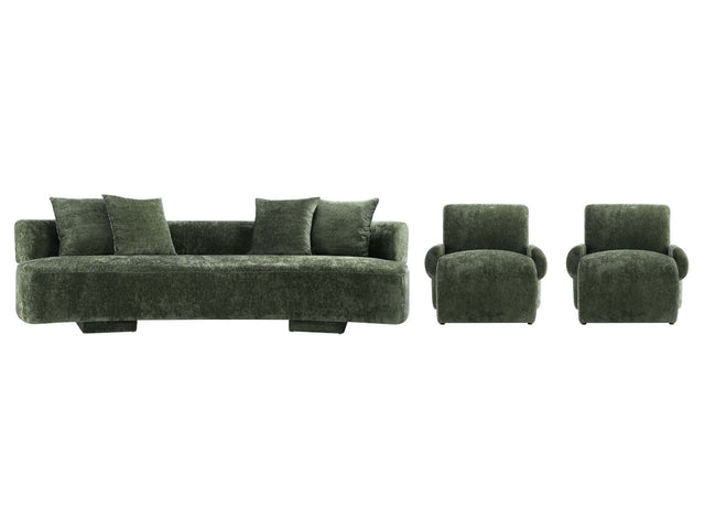 3-Piece Verandah 112" XL Sofa and 2 Accent Chairs in Olive Green - Ornate Home