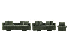 3-Piece Verandah 90.6" Sofa, 112" XL Sofa and Accent Chair in Olive Green - Ornate Home