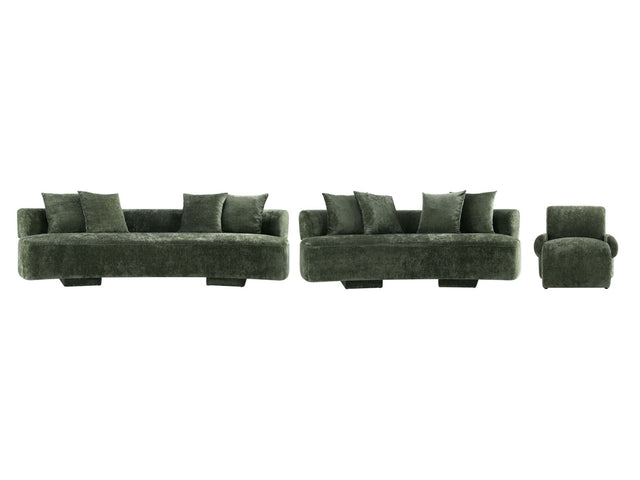 3-Piece Verandah 90.6" Sofa, 112" XL Sofa and Accent Chair in Olive Green - Ornate Home