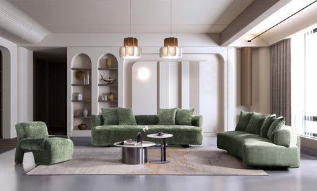 3-Piece Verandah 90.6" Sofa, 112" XL Sofa and Accent Chair in Olive Green - Ornate Home