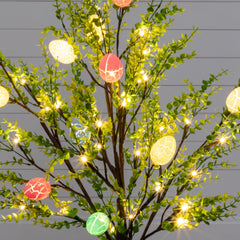 3' Pre-Lit Artificial Easter Egg Twig Tree with Greens and 40 Warm White LED Lights - Ornate Home