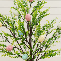 3' Pre-Lit Artificial Easter Egg Twig Tree with Greens and 40 Warm White LED Lights - Ornate Home