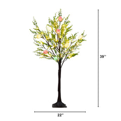 3' Pre-Lit Artificial Easter Egg Twig Tree with Greens and 40 Warm White LED Lights - Ornate Home