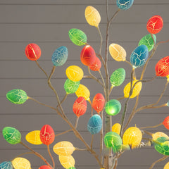 3' Pre-Lit Artificial Easter Twig Tree with 40 Egg Shaped LED Ornaments - Ornate Home