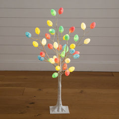 3' Pre-Lit Artificial Easter Twig Tree with 40 Egg Shaped LED Ornaments - Ornate Home