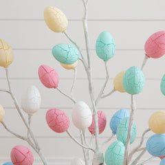 3' Pre-Lit Artificial Easter Twig Tree with 40 Egg Shaped LED Ornaments - Ornate Home