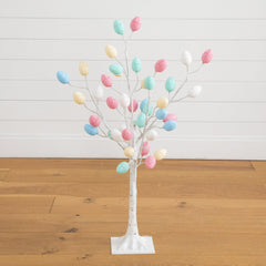 3' Pre-Lit Artificial Easter Twig Tree with 40 Egg Shaped LED Ornaments - Ornate Home