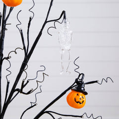 3' Pre-Lit Artificial Halloween Pumpkins and Skulls Ornament Tree with 48 Warm White LED Lights - Ornate Home