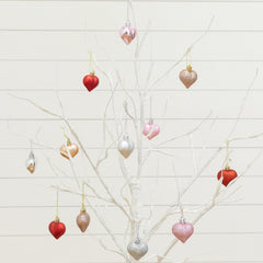 3' Pre-Lit Artificial Valentine's Day Twig Tree with 12 Warm White LED Lights and Heart Ornaments - Ornate Home